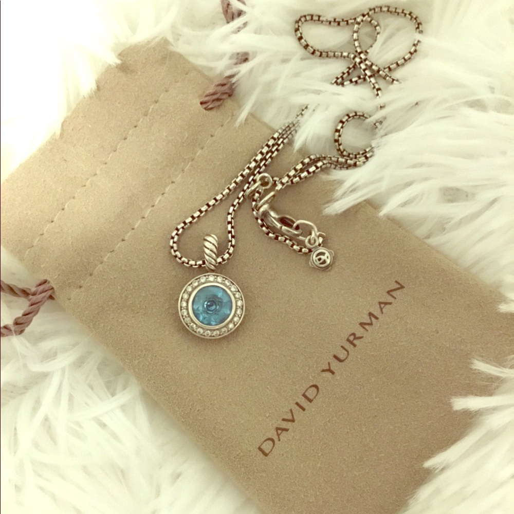 David Yurman Cerise pendent -blue topaz & diamonds